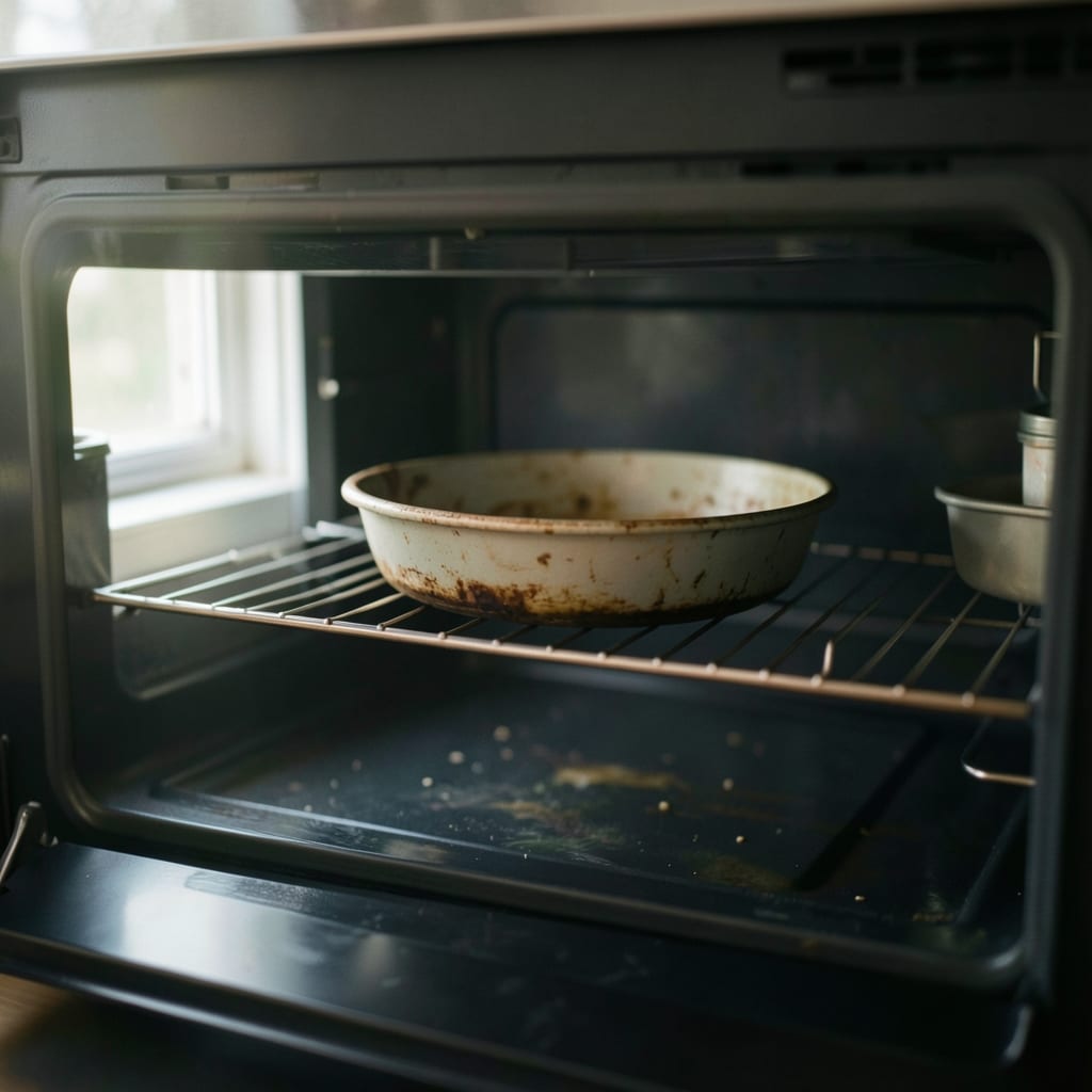 An ordinary home oven with one tin in it