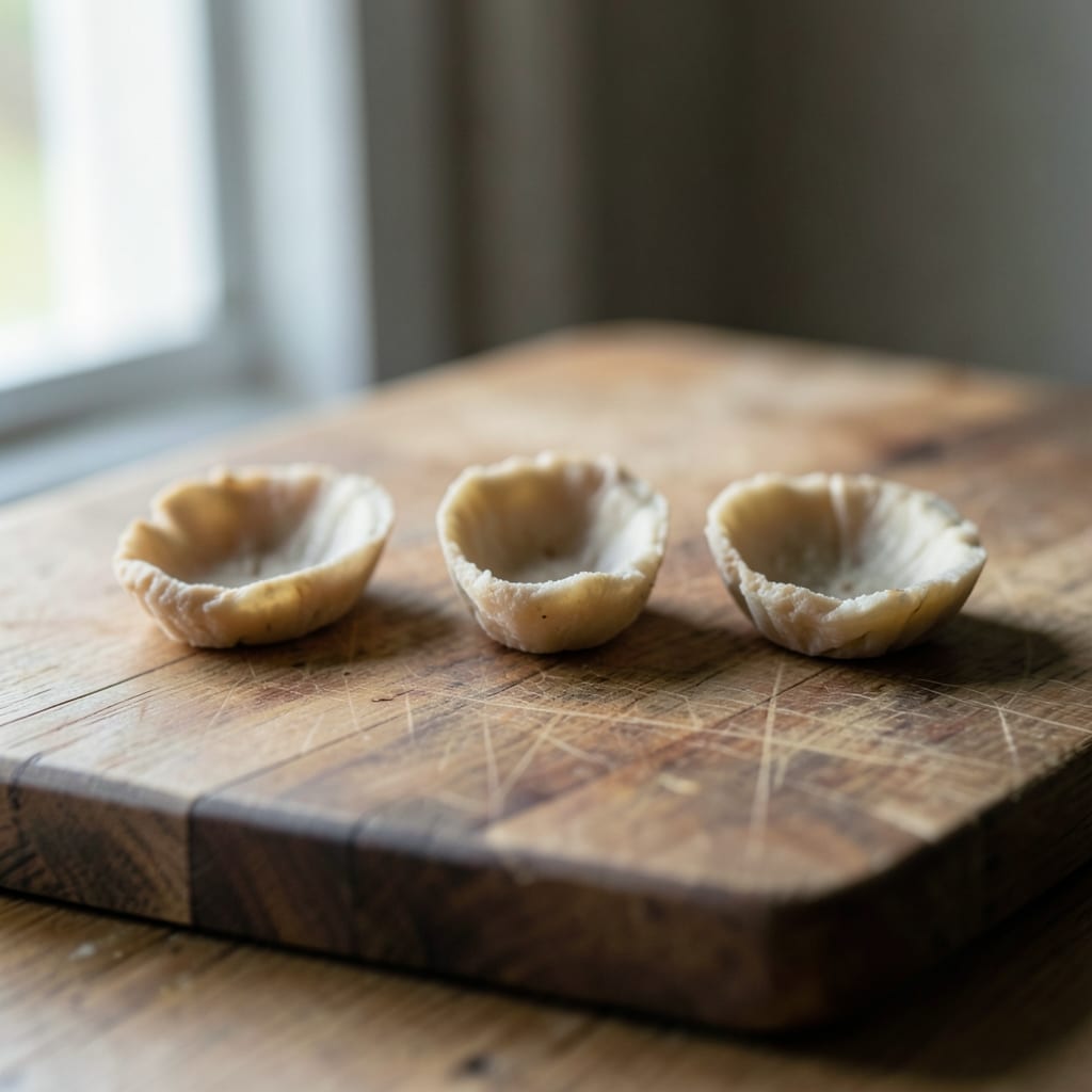 Three chops of different thickness, ready to be tested